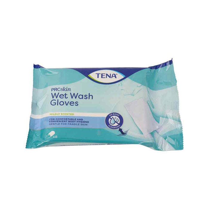 TENA Proskin Wet Wash Gloves Milde Geur, 8st (1116)