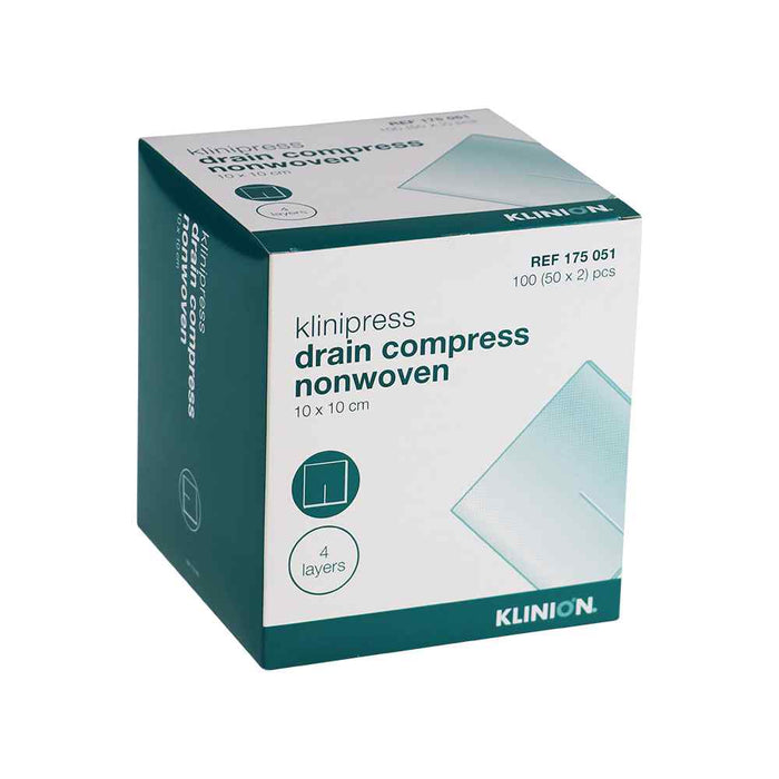 Klinipress Non-Woven Drain Kompres 4-Lagen 10x10cm, 100st (175051)