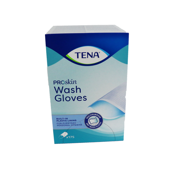 TENA PROSKIN WASH GLOVE WITH PLASTIC LINNING 175st (740500)