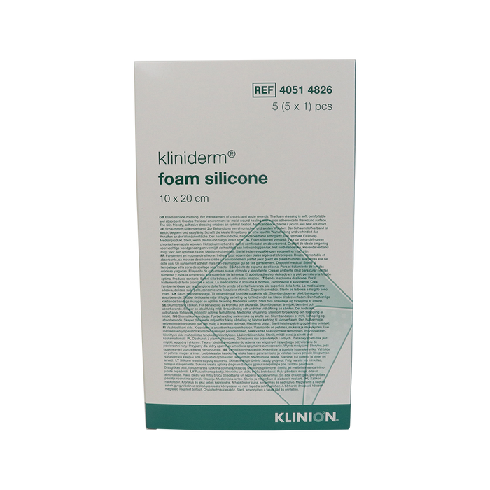Kliniderm foam silicone absorberend schuimverband, 10x20cm 5 stuks (40514826)